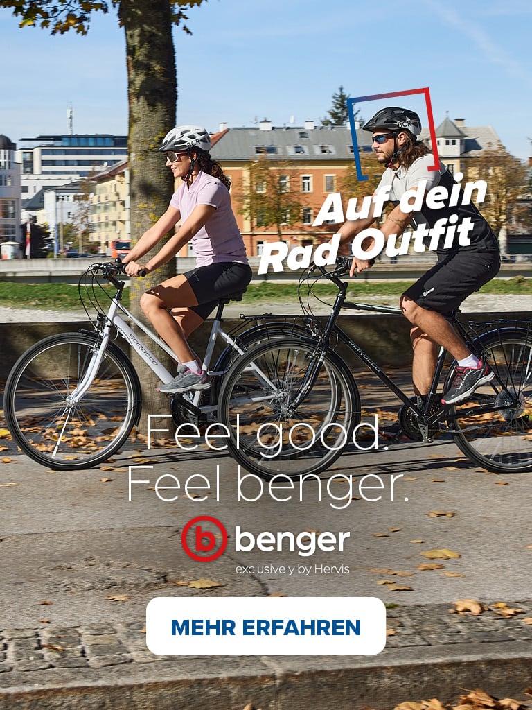 Auf dein Radoutfit  Feel good. Feel benger.  benger exclusively by Hervis   Mehr Erfahren