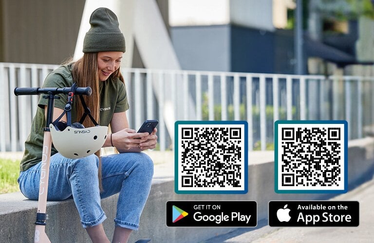 QR Code zum Google Play Store links und zum Apple App Store rechts für die HSC App